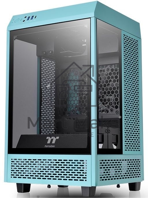 Компьютерный корпус Thermaltake The Tower 100 Turquoise черный без БП miniITX 1x120mm 3x140mm 2xUSB3.0 audio bott PSU