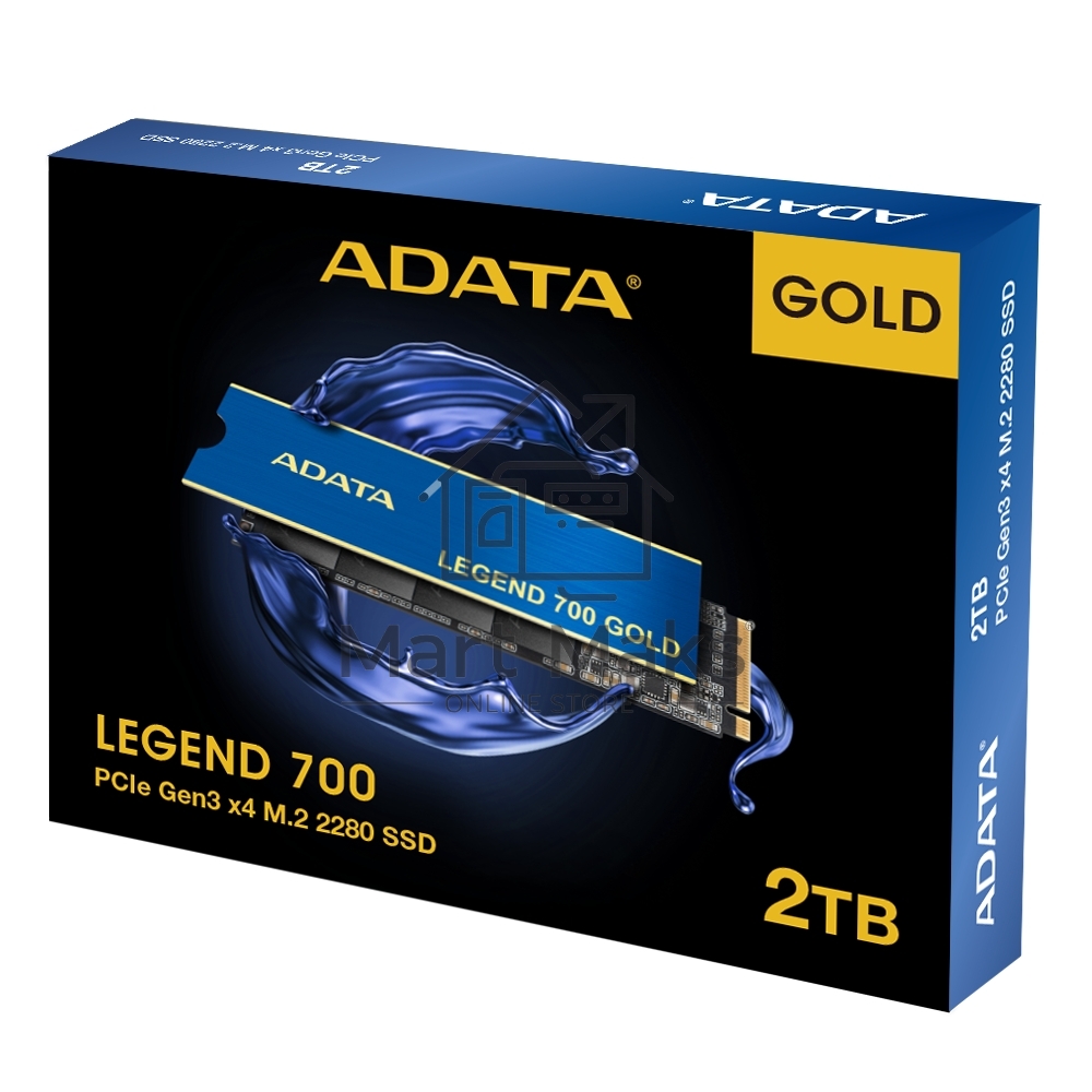 Накопитель SSD ADATA LEGEND 700 GOLD, 2Tb, PCIe 3.0 x4, M.2 2280, NVMe, R/W 2000/1600, с радиатором
