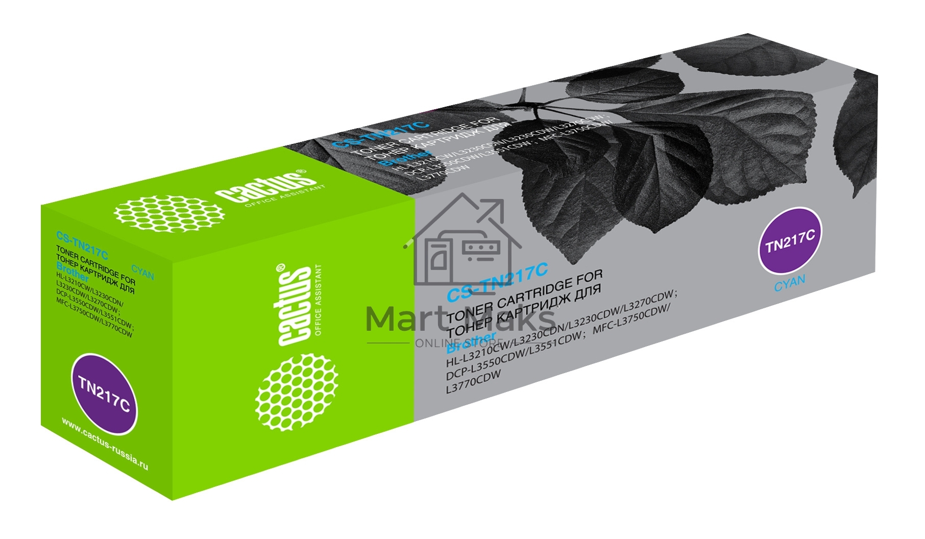 Картридж лазерный Cactus CS-TN217C голубой (2300стр.) для Brother HL3230/DCP3550/MFC3770