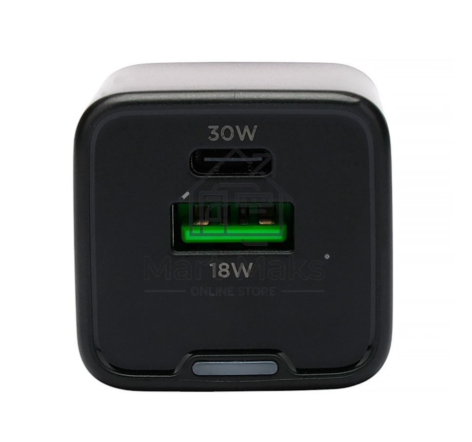 Зарядное устройство Cablexpert MP3A-PC-64, 30Вт GaN, 3А, QC4.0/PD, 1xUSB, 1xType-C, черный, пакет