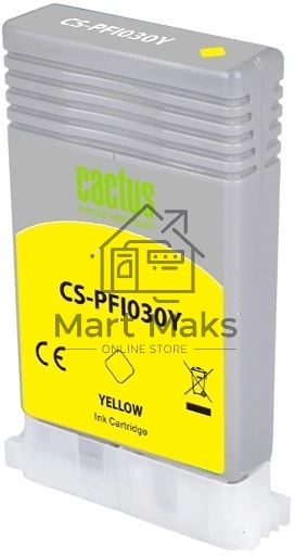 Картридж струйный Cactus CS-PFI030Y PFI-030Y желтый (55мл) для Canon imagePROGRAF TA-20/30