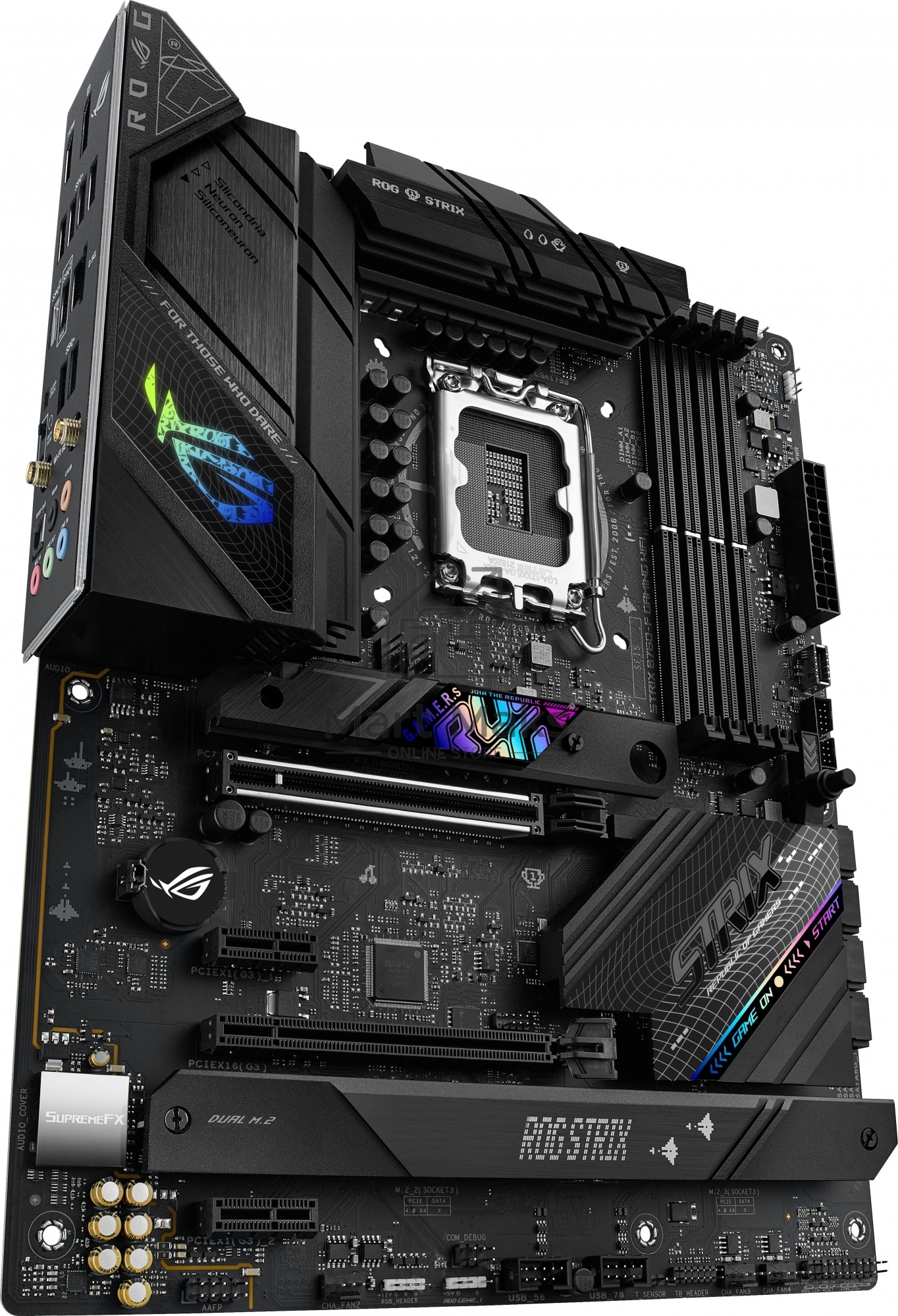Материнская плата ASUS ROG STRIX B760-F GAMING WIFI, LGA 1700, Intel B760, 4xDDR5, 4xSATA, 3xM.2, 1xPCI-E 5.0 x16, 1xPCI-E 3.0 x4, 1xHDMI, 1xDP, 1x 2.5Gb LAN, 1xUSB-A 3.2 Gen 2, 6xUSB-A 3.2 Gen 1, 1xUSB-C 3.2 Gen 2x2, 5x3.5 мм, 7.1, Standard-ATX