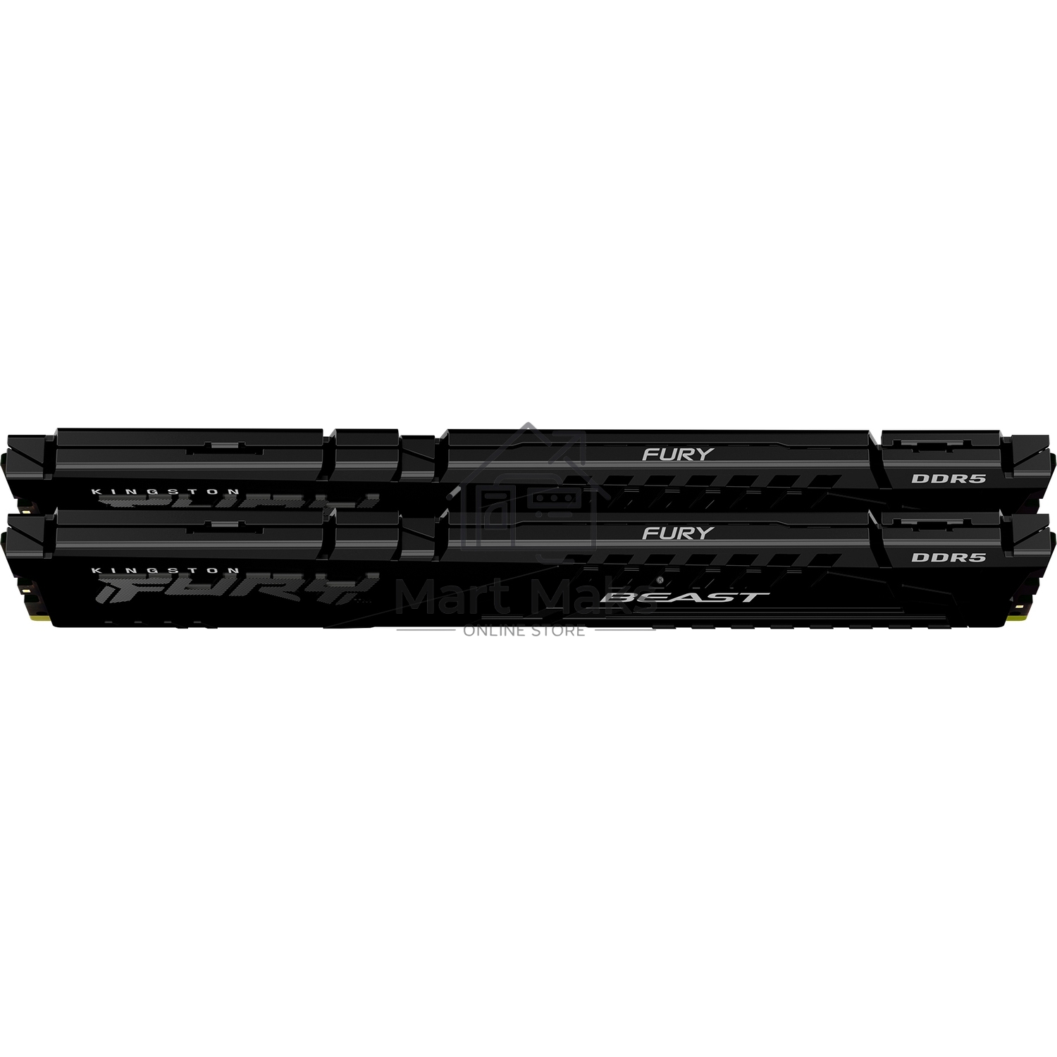 Оперативная память Kingston Fury Beast, DDR5, 32GB (2x16GB), 6400MHz, CL32, DIMM, с радиатором, черный