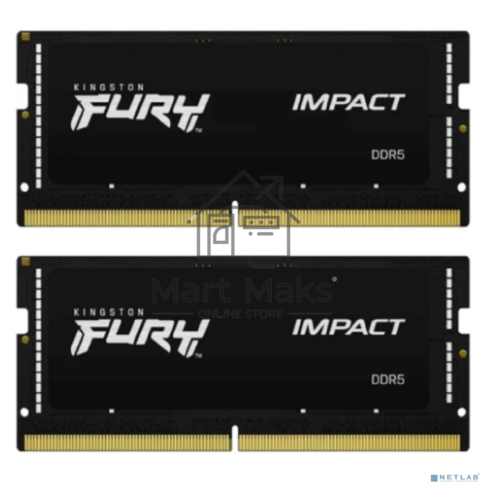 Оперативная память Kingston Fury Impact, DDR5, 64GB (2x32GB), 4800MHz, CL38, SO-DIMM