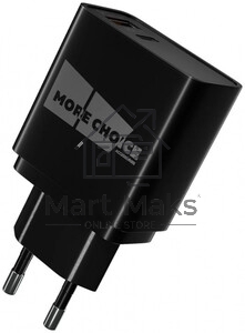 Сетевое зарядное устройство MORE CHOICE (4620202555502) NC68a - 35W Type-C Type-C, черный
