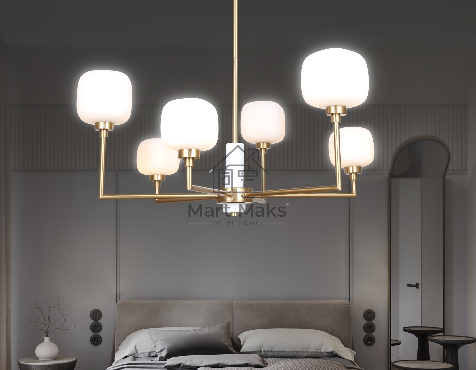 Люстра Ambrella light LH53015/6 BS/FR латунь/белый матовый G9*6 max 40W D690*680