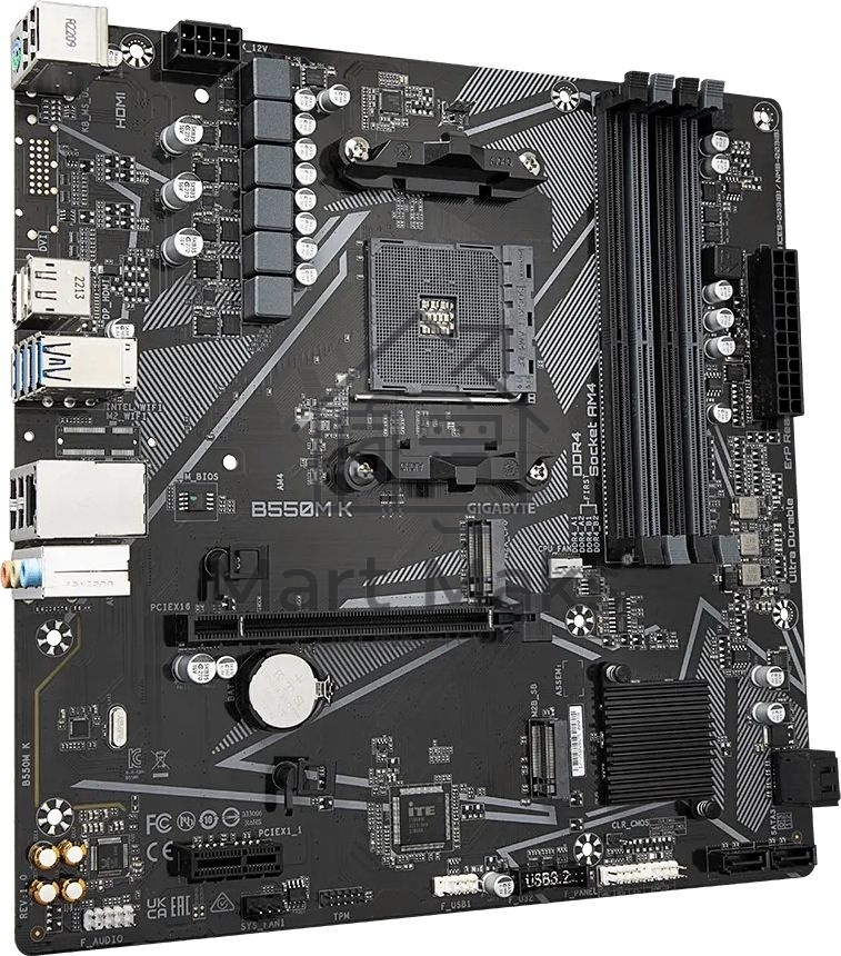 Материнская плата Gigabyte B550M K, AM4, AMD B550, 4xDDR4, 4xSATA, 2xM.2, 1xPCIe 4.0 x16, 1xPCIe x1, 1xHDMI, 1xDP, 1x 1Gb LAN, 4xUSB-A 3.2 Gen 1, 4xUSB-A 2.0, 3x3.5 мм, 7.1, mATX