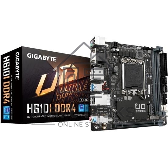 Материнская плата Gigabyte H610I DDR4, LGA 1700, Intel H610, 2xDDR4, 4xSATA, 1xM.2, 1xPCIe 4.0 x16, 1xHDMI, 1xVGA, 2xDP, 1x 1Gb LAN, 2xUSB-A 3.2 Gen 1, 4xUSB-A 2.0, 3x 3.5 мм, 7.1, Mini-ITX
