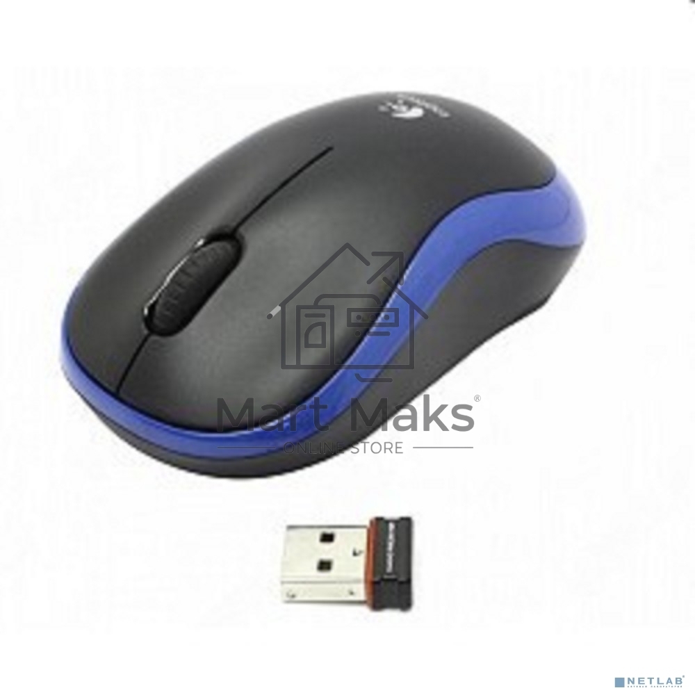 Мышь беспроводная Logitech M185 синий, 1000 dpi, радиоканал, USB, кнопки - 3