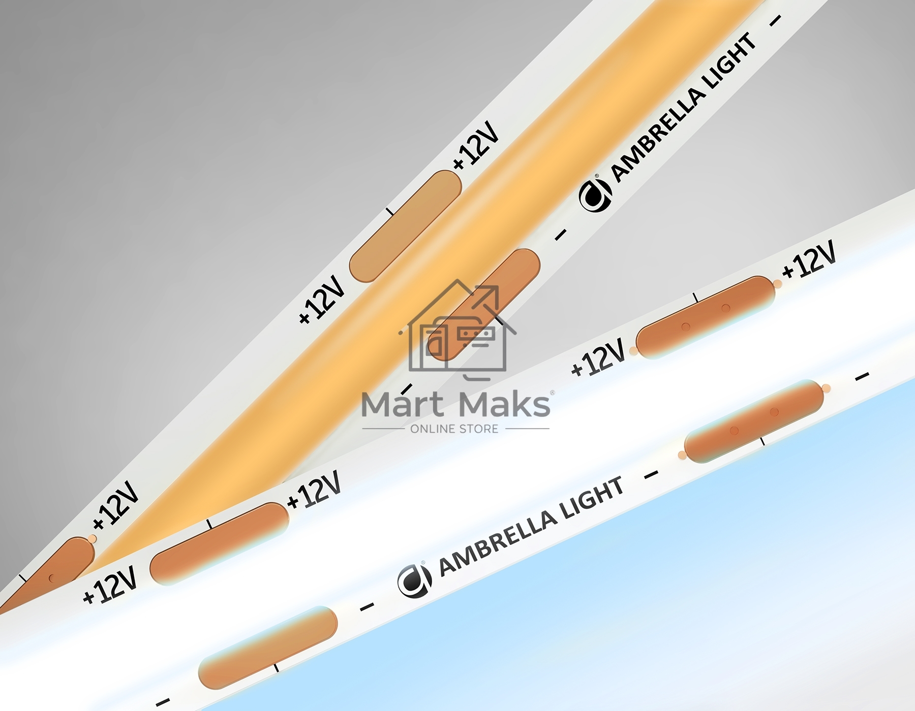 Светодиодная лента Ambrella light GS2603 COB 320Led/ 10W m/ 12V IP20 6500K/ 5000*8*1.54mm (2 конт.)
