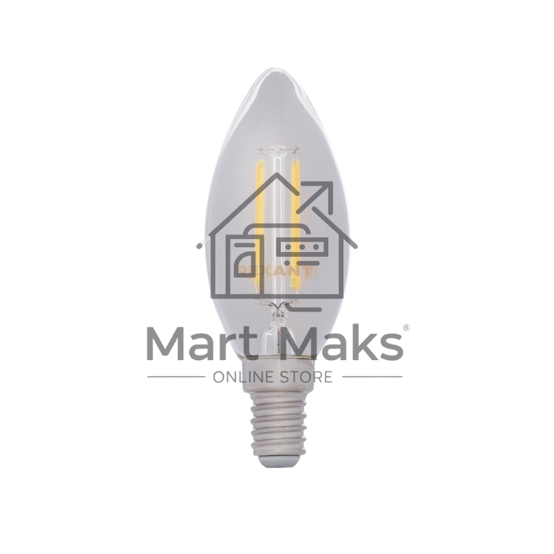 Лампа светодиодная филаментная Rexant Свеча CN35 7.5 Вт 600 Лм 2700K E14 диммируемая, прозрачная колба