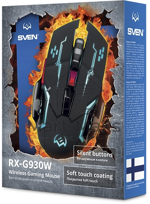 Мышь беспроводная SVEN RX-G930W черный, 2400 dpi, радиоканал, USB, кнопки - 6