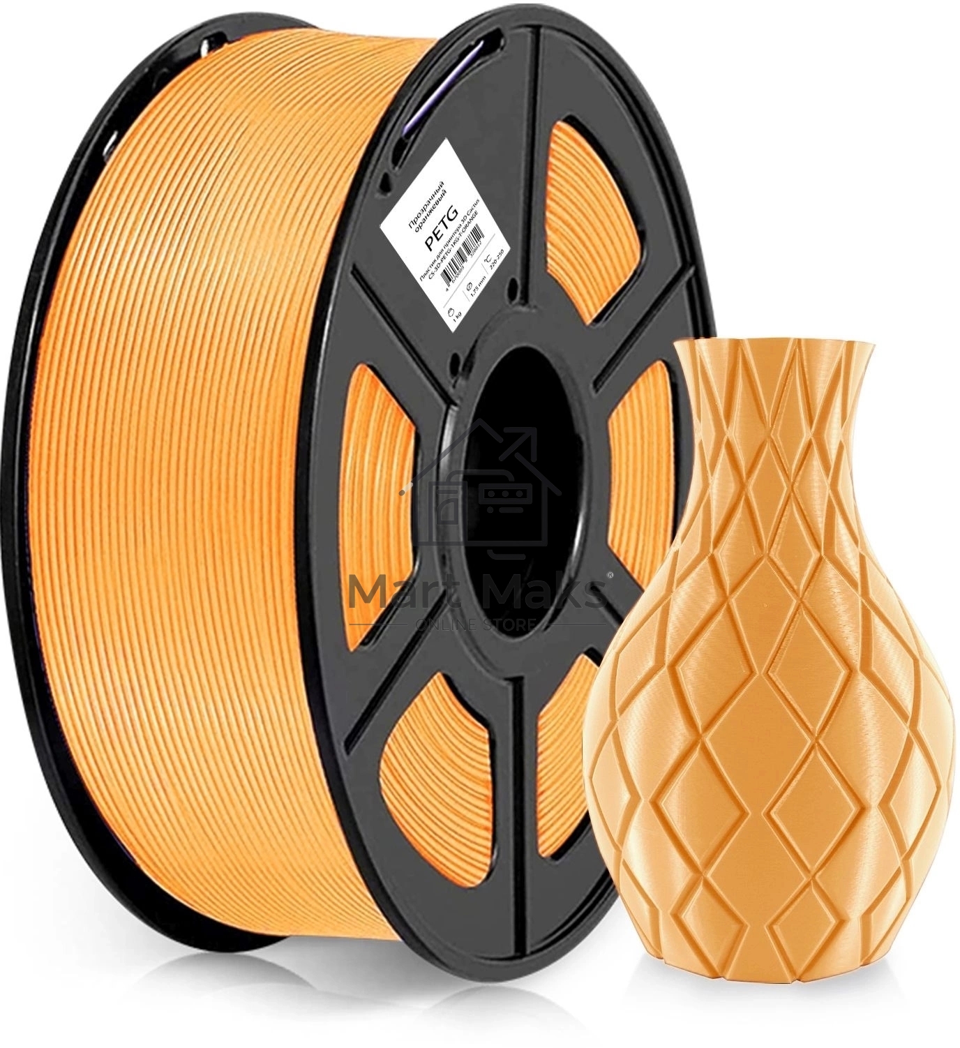 Пластик для принтера 3D Cactus CS-3D-PETG-1KG-T-ORANGE PETG d1.75мм 1кг 1цв.