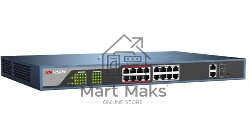 Неуправляемый PoE коммутатор DS-3E0318P-E/M (C) 16 портов RJ45 100M PoE бюджет 130 Вт