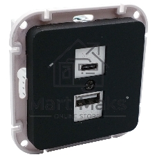Механизм роз. Type-C+USB 3А серия АСТРУМ, карбон (РП5-6562 карбон)