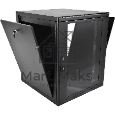 Шкаф телекоммуникационный настенный разборный ЦМО 12U (600 x 520) съемные стенки, дверь стекло, черный (ШРН-М-12.500-9005)
