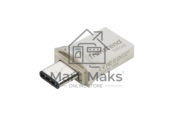 Флешка USB Transcend JetFlash 890S (TS128GJF890S), 128Gb, USB 3.1/Type-C, R/W 70/25, темно-серый