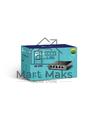 Коммутатор TP-Link 8-Port 10/100Mbps Unmanaged Switch with 4-Port PoE, metal case, desktop mount, PoE budget 41W.