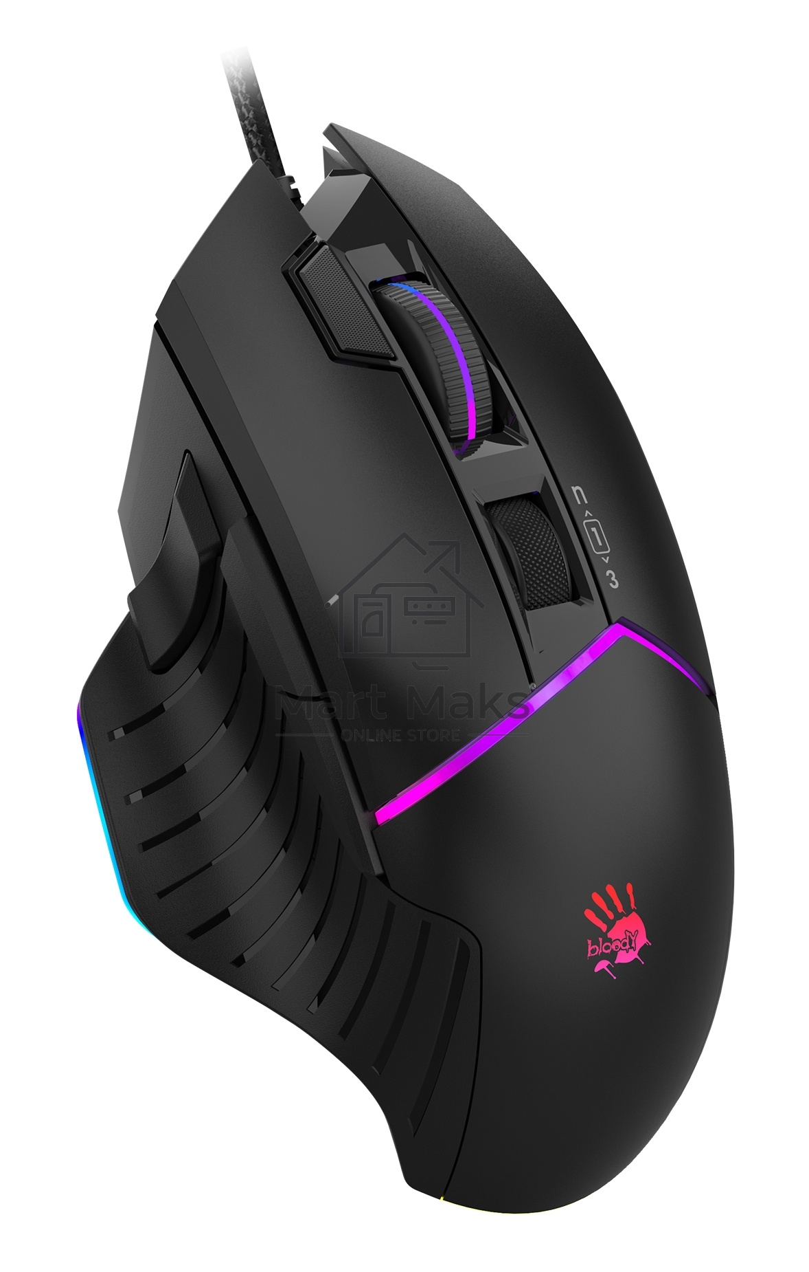 Мышь проводная A4Tech Bloody W95 Max черный, 12000 dpi, USB, кнопки - 10