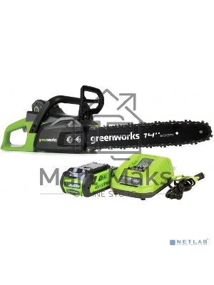 Цепная пила аккумуляторная (2005707UA) GreenWorks GD40CS15, 40V, 35 см, бесщеточная, 1,5 КВТ, с АКБ 2АЧ и ЗУ
