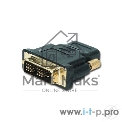 Переходник Cablexpert HDMI-DVI 19F/19M золотые разъемы, пакет, черный (A-HDMI-DVI-2)