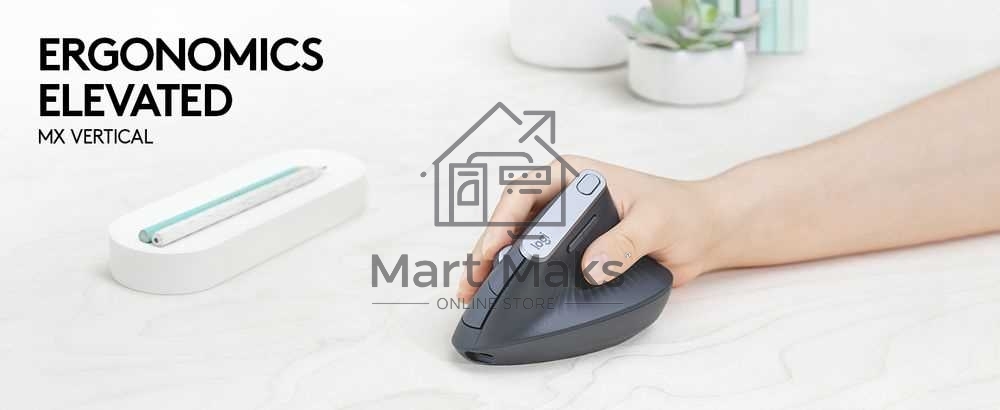Мышь беспроводная/проводная Logitech MX Vertical графитовый, 4000 dpi, радиоканал, Bluetooth, USB, кнопки - 6