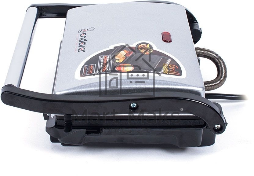 Электрогриль Endever Grillmaster 115, 1500 Вт, авто терморегулятор, антипригарное покрытие, индикатор нагрева, серебристый/черный