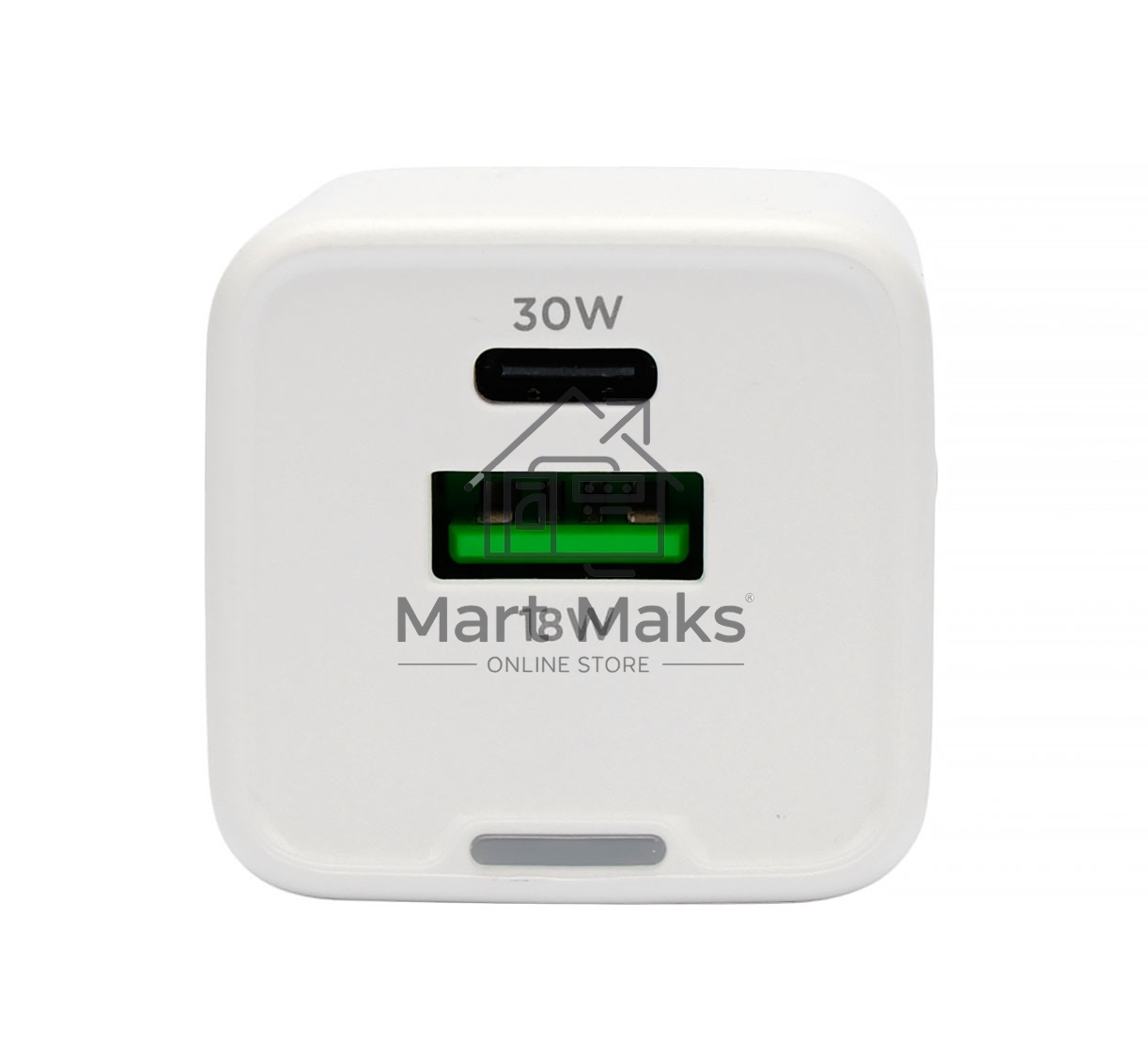 Зарядное устройство Cablexpert MP3A-PC-63, 30Вт GaN, 3А, QC4.0/PD, 1xUSB, 1xType-C, белый, пакет