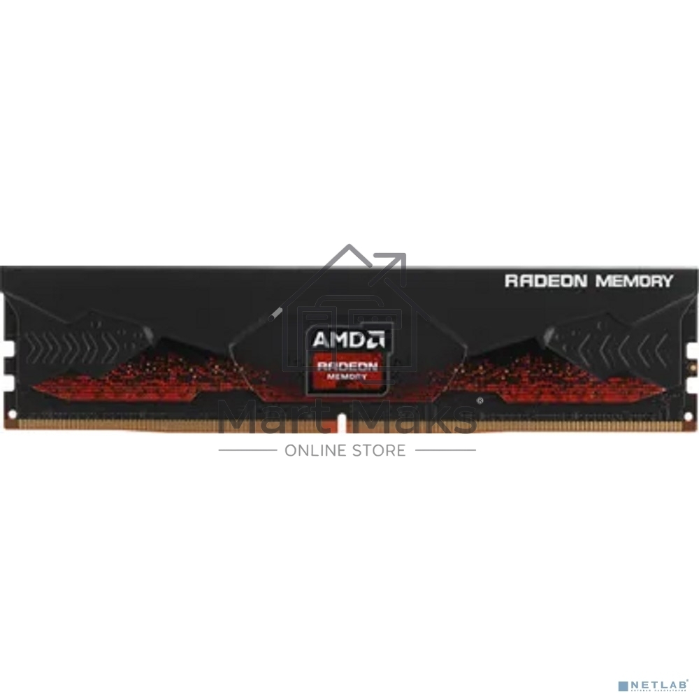 Оперативная память AMD Radeon R5, DDR5, 8GB (1x8GB), 4800MHz, CL40, DIMM, с радиатором, черный/красный