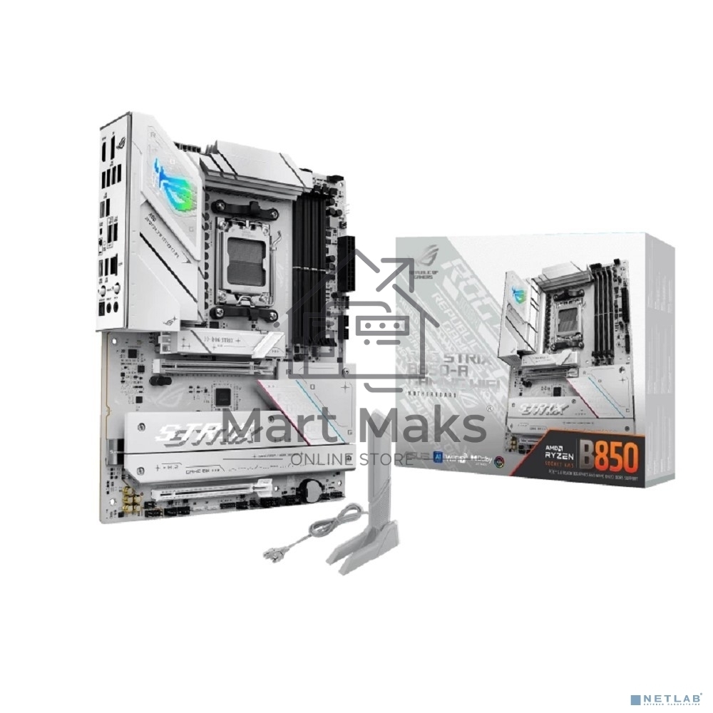 Материнская плата ASUS ROG STRIX B850-A GAMING WIFI, AM5, AMD B850, 4xDDR5, 2xSATA, 4xM.2, 1xPCIe 5.0 x16, 1xPCIe 4.0 x16, 1xPCIe x4, 1xDP, 1xHDMI, 1x2.5Gb LAN, 1xUSB-C 20Gbps, 1xUSB-C 10Gbps, 2xUSB-A 10Gbps, 4xUSB 5Gbps, 2xUSB-A 2.0, 3x3.5 мм, 7.1, ATX