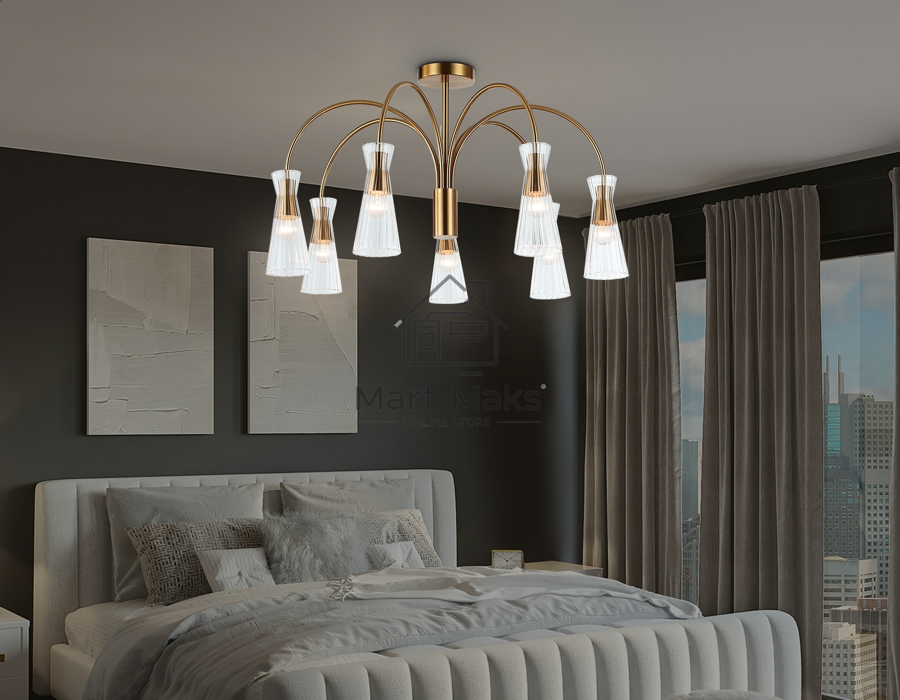 Люстра Ambrella light LH55703/7 BS/CL латунь/прозрачный E14*7 max 40W D745*460