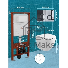 Комплект BAU 6 в 1: усиленная инсталляция BAU IDEAL, унитаз подвесной безободковый вихревой Bau Dream Hurricane3, сиденье дюропласт микролифт, клавиша BAU Strike, хром