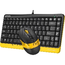 Комплект клавиатура+мышь A4Tech FStyler F1110 проводной, USB, 2000 DPI, чёрный/жёлтый