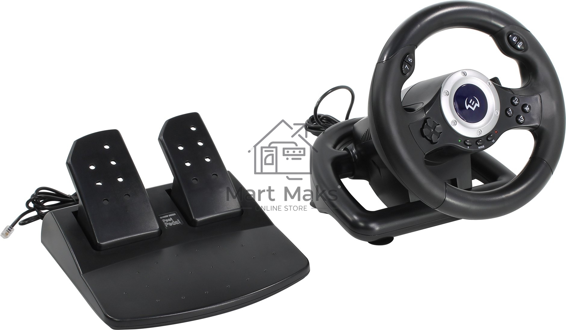 Руль SVEN GC-W500 (педали, вибро, скоба, лепестки, D-pad, 10 кл, резин. вставки, PC/Xinput)