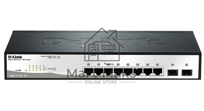 Коммутатор D-Link DGS-1210-10/F1A настраиваемый настольный 8x10/100/1000BASE-T