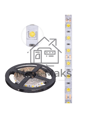 Лента светодиодная 3 м 12 В 5050 2700 К IP23 60 LED/м для БП с клеммами LAMPER