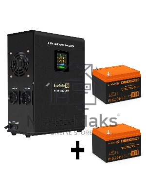 Комплект источника бесперебойного питания Exegate EX296001RUS + батарея 26Aч EX285663RUS 2шт (инвертор, синус, для котла, настенный) ExeGate FineSine SX-2000.LCD.AVR.2SH <2000VA/1400W, чистая синусоида, цветной LCD-дисплей, AVR, 2*Schuko, линейно-интеракт