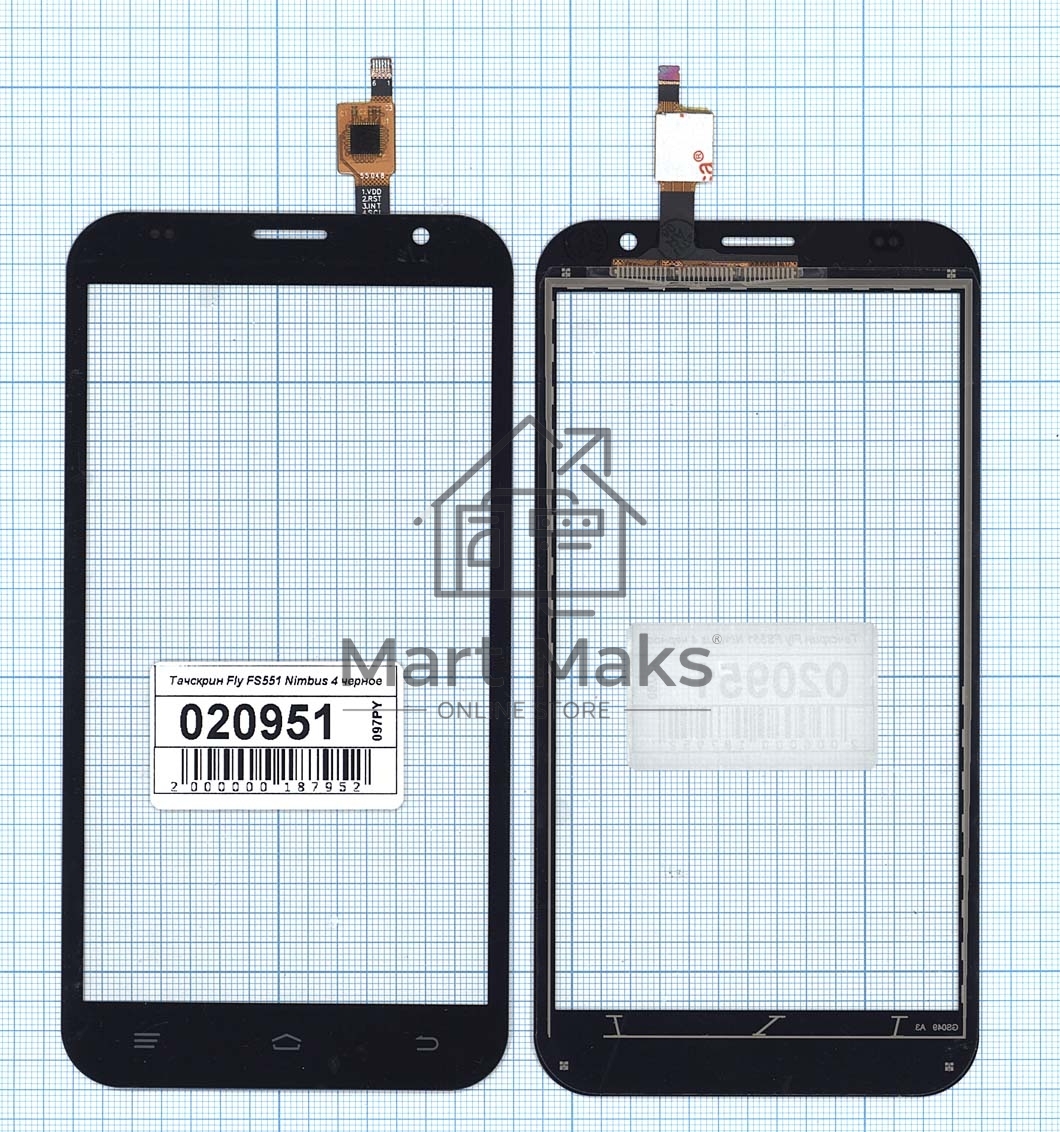 Сенсорное стекло (тачскрин) для Fly FS551 Nimbus 4, черное