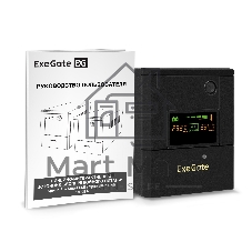 Источник бесперебойного питания ExeGate SpecialPro Smart LLB-1000.LCD.AVR.4SH (1000VA/700W, LCD, AVR, 4*Schuko, батарея 12V 7.2Ah - 2 шт., металлический корпус, Black)