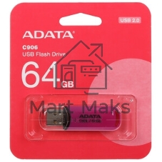Флешка USB ADATA Classic C906 (AC906-64G-RBK), 64Gb, USB 2.0, R/W 15/5, черный/синий