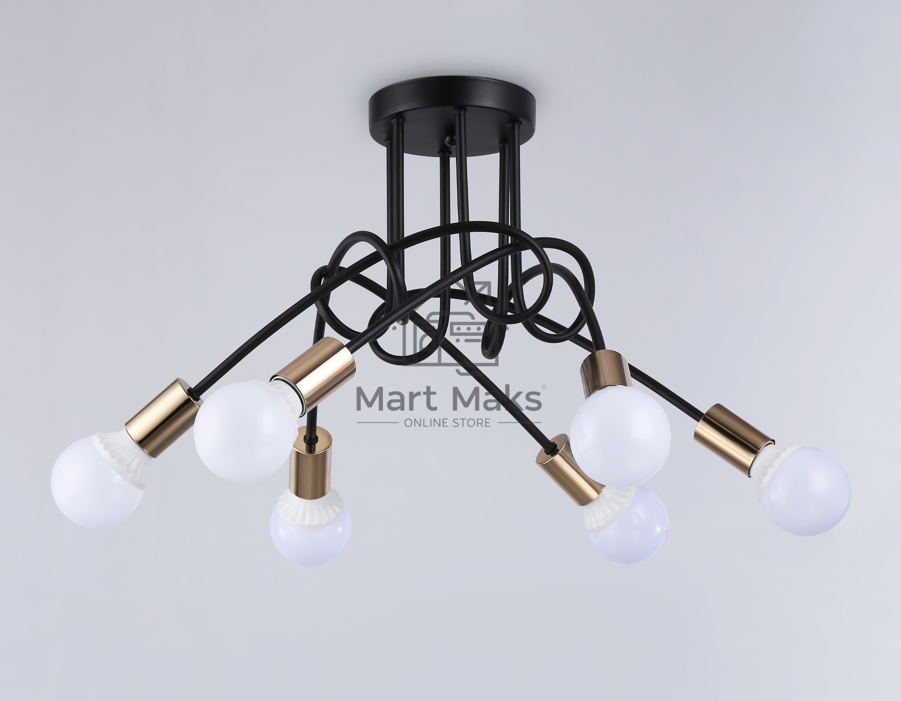 Светильник Ambrella light TR80419/6 BK/GD черный/золото E27/6 max 60W D690*370