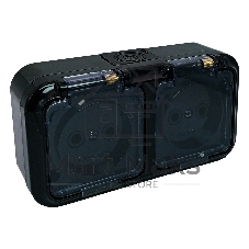 Розетка Bylectrica Роз. 2-местн. ОУ IP54 серия ПРАЛЕСКА АКВА, (РА16-302 черный)
