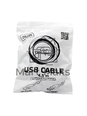 Кабель Gembird/Cablexpert CCF2-USB2-AMAF-15 USB 2.0, AM/AF, 4.5м, экран, 2феррит.кольца, черный, пакет