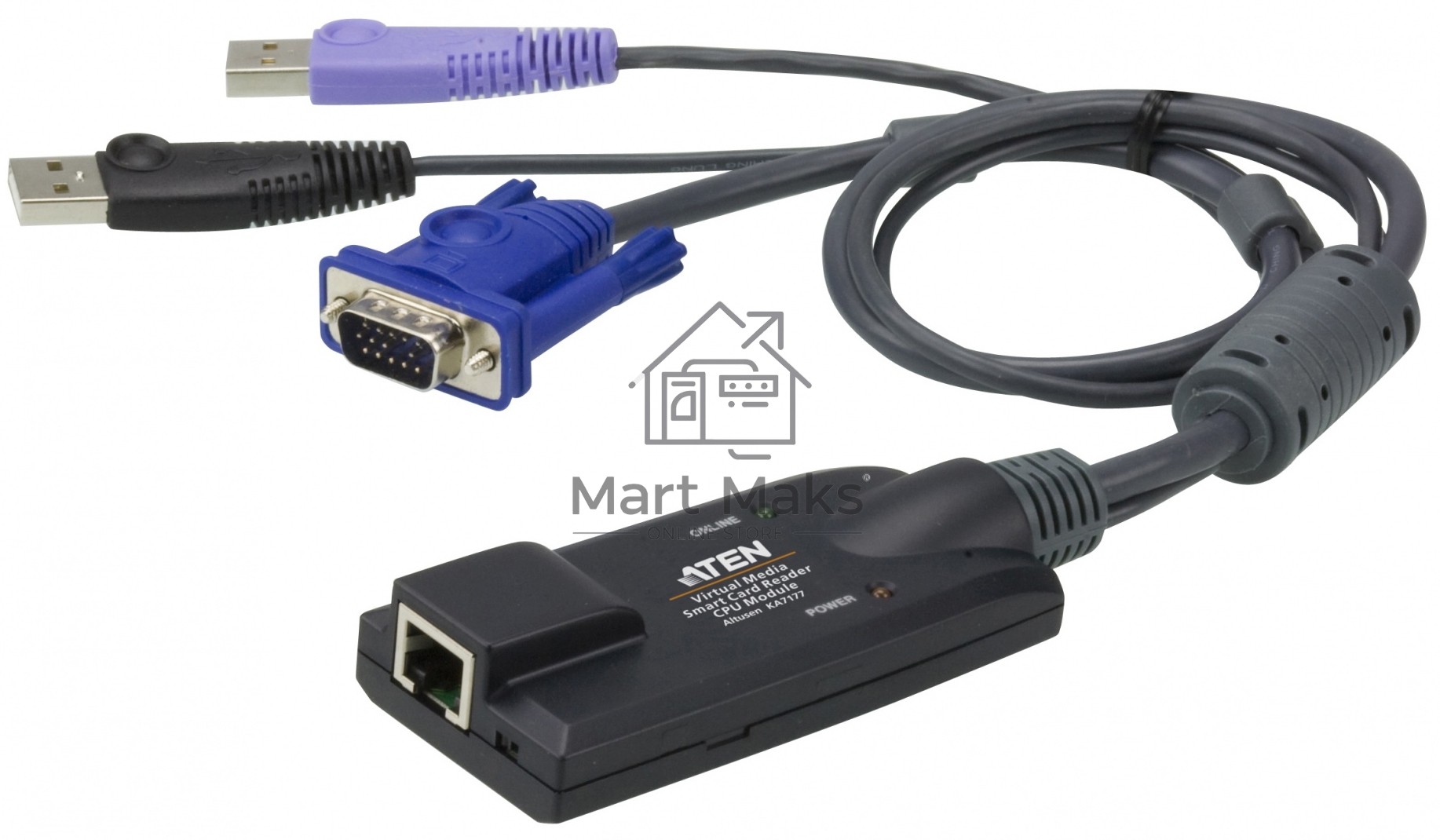 Модуль удлинителя, SVGA+KBD+MOUSE USB 2.0+AUDIO,50 метр., для подкл. комплекта перключат. KN2124v/KN2140v/KN4124v/KN4140v, макс.разреш. 1600х1200, RJ45+HD-DB15+USB A-тип+2xMINI JACK, Female+4xMale, без Б.П.,(Virtual Media DDC2B) USB Virtual Media KVM Adapter Cable with