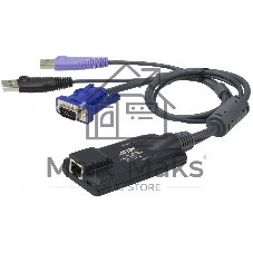 Модуль удлинителя, SVGA+KBD+MOUSE USB 2.0+AUDIO,50 метр., для подкл. комплекта перключат. KN2124v/KN2140v/KN4124v/KN4140v, макс.разреш. 1600х1200, RJ45+HD-DB15+USB A-тип+2xMINI JACK, Female+4xMale, без Б.П.,(Virtual Media DDC2B) USB Virtual Media KVM Adapter Cable with