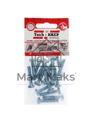 Болт М6х30 с шестигранной головкой цинк. DIN 933 (уп.16шт) класс прочности 8.8. пакет Tech-Krep 102959 Болт М6х30 с шестигранной головкой цинк. DIN 933 (уп.16шт) класс прочности 8.8. пакет Tech-Krep 102959