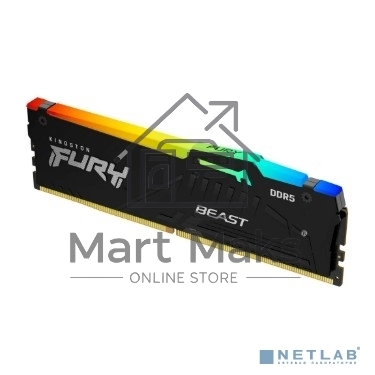 Оперативная память Kingston Fury Beast, DDR5, 32GB (1x32GB), 6000MHz, CL36, DIMM, с радиатором, RGB, черный