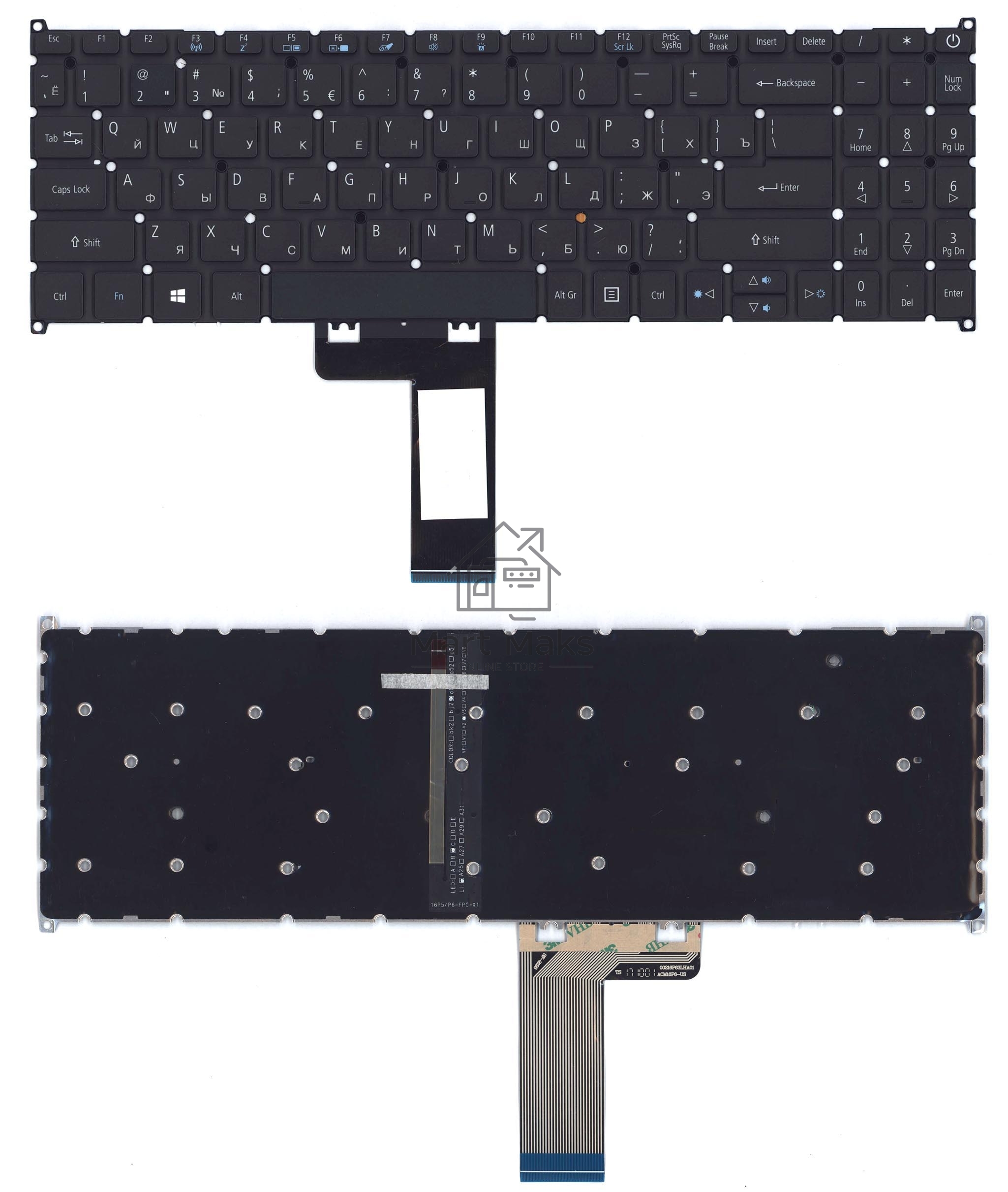 Клавиатура для ноутбука Acer Swift 3 SF315-51 черная с подсветкой