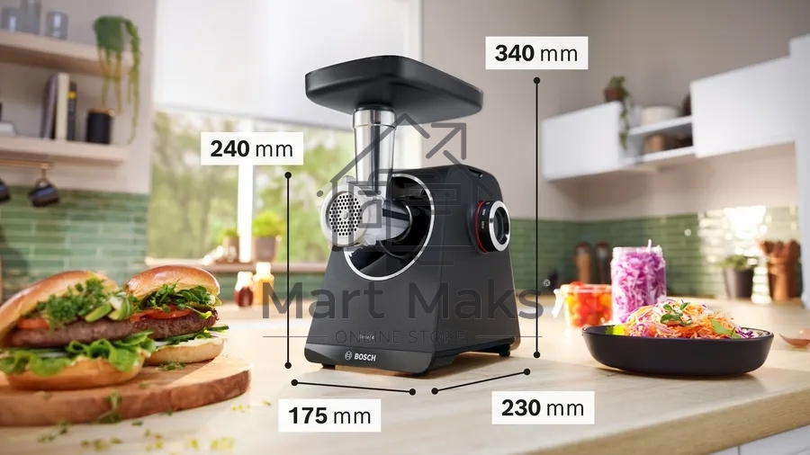 Мясорубка Bosch MFWS440B, 1900W, черный