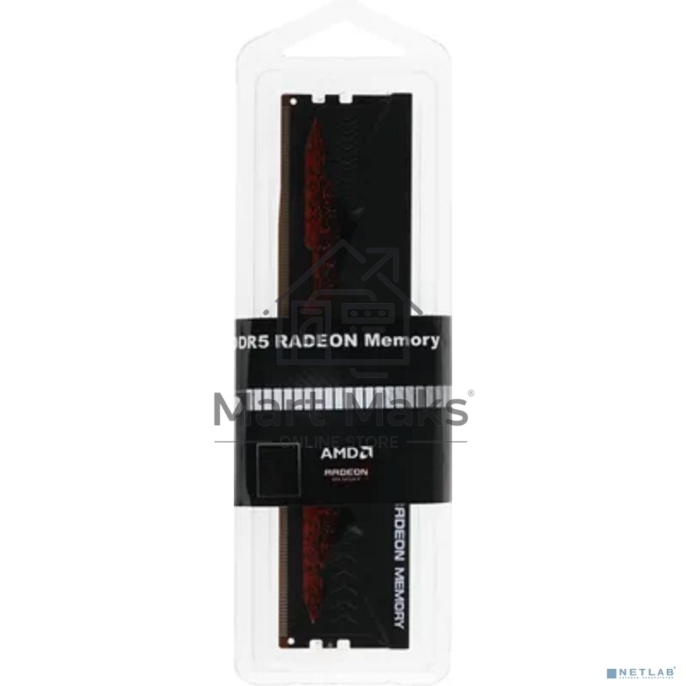 Оперативная память AMD Radeon R5, DDR5, 8GB (1x8GB), 4800MHz, CL40, DIMM, с радиатором, черный/красный